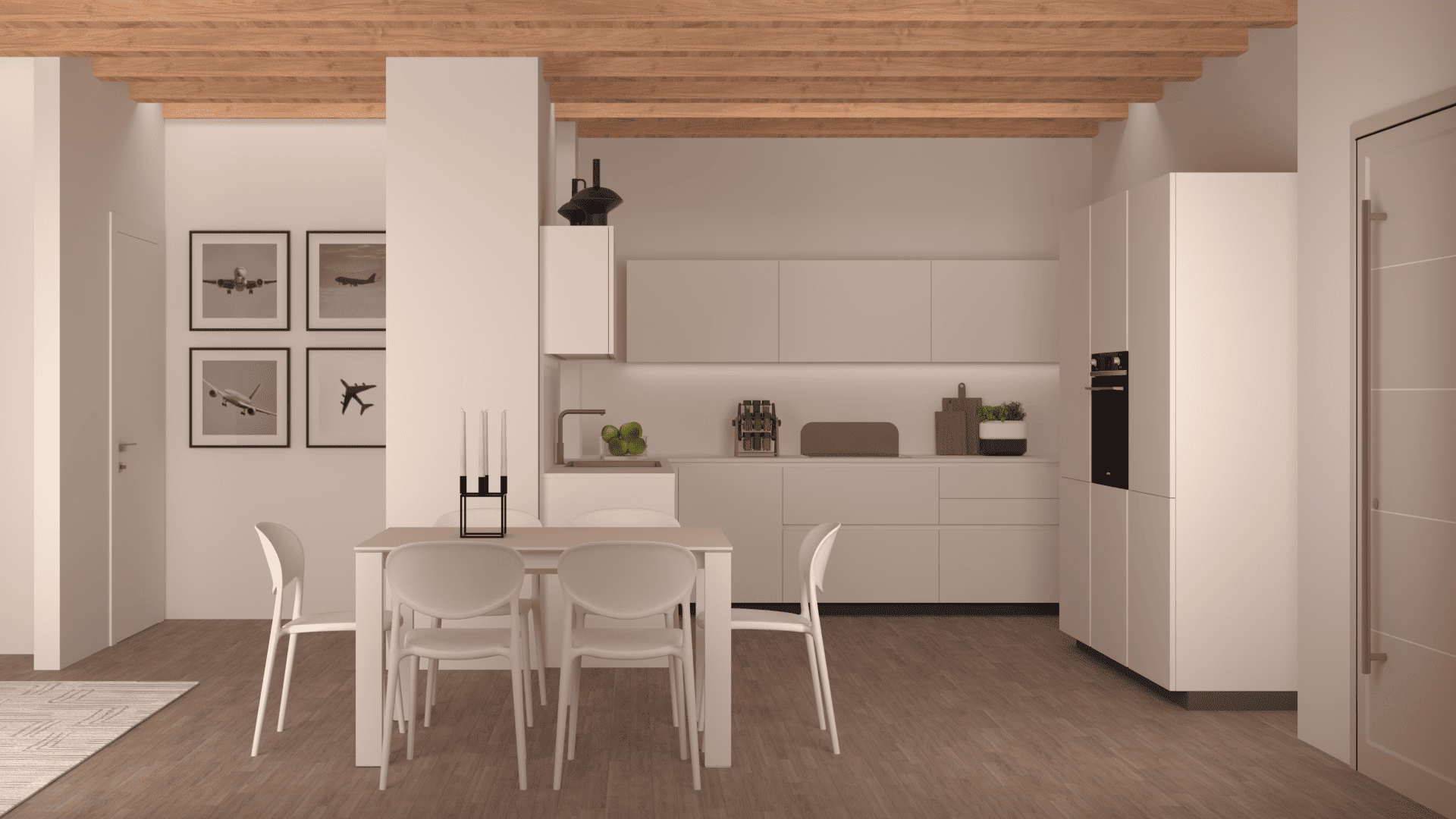 appartamento moderno castelfranco progettazione Cucina moderna Forma Cucine con madie e cassettiere sospese, progetto MOOD ARTISAN a Castelfranco Veneto
