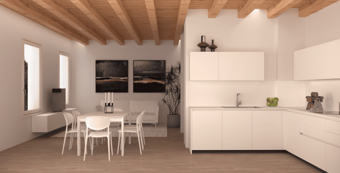 progettazione Cucina moderna Forma Cucine con madie e cassettiere sospese, progetto MOOD ARTISAN a Castelfranco Veneto