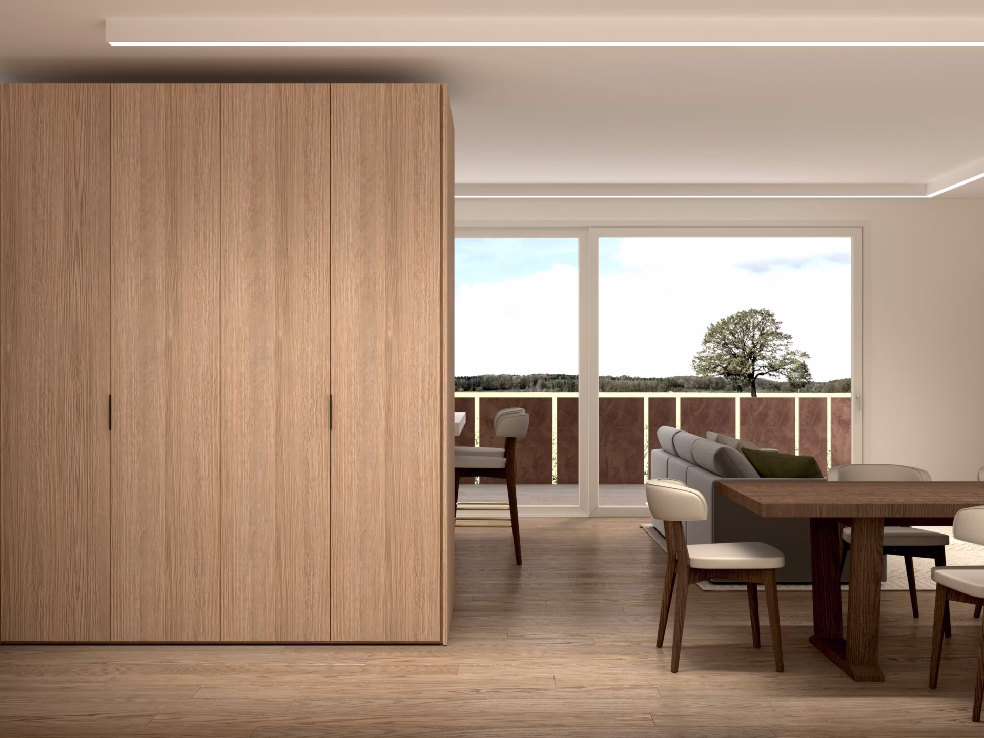 SHIRLEY - CONCEPT - LIVING - 001 cucina e living appartamento treviso